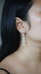 Blue Moonstone & Quartz Sterling Silver Stud Earrings: Crown Chakra Jewelry