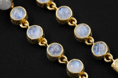 Round Blue Moonstone & Raw Clear Quartz Earrings Sand Textured Sterling Silver 18K Gold Plated 3 Micron Cancer Zodiac Spiritual Jewelry Gift