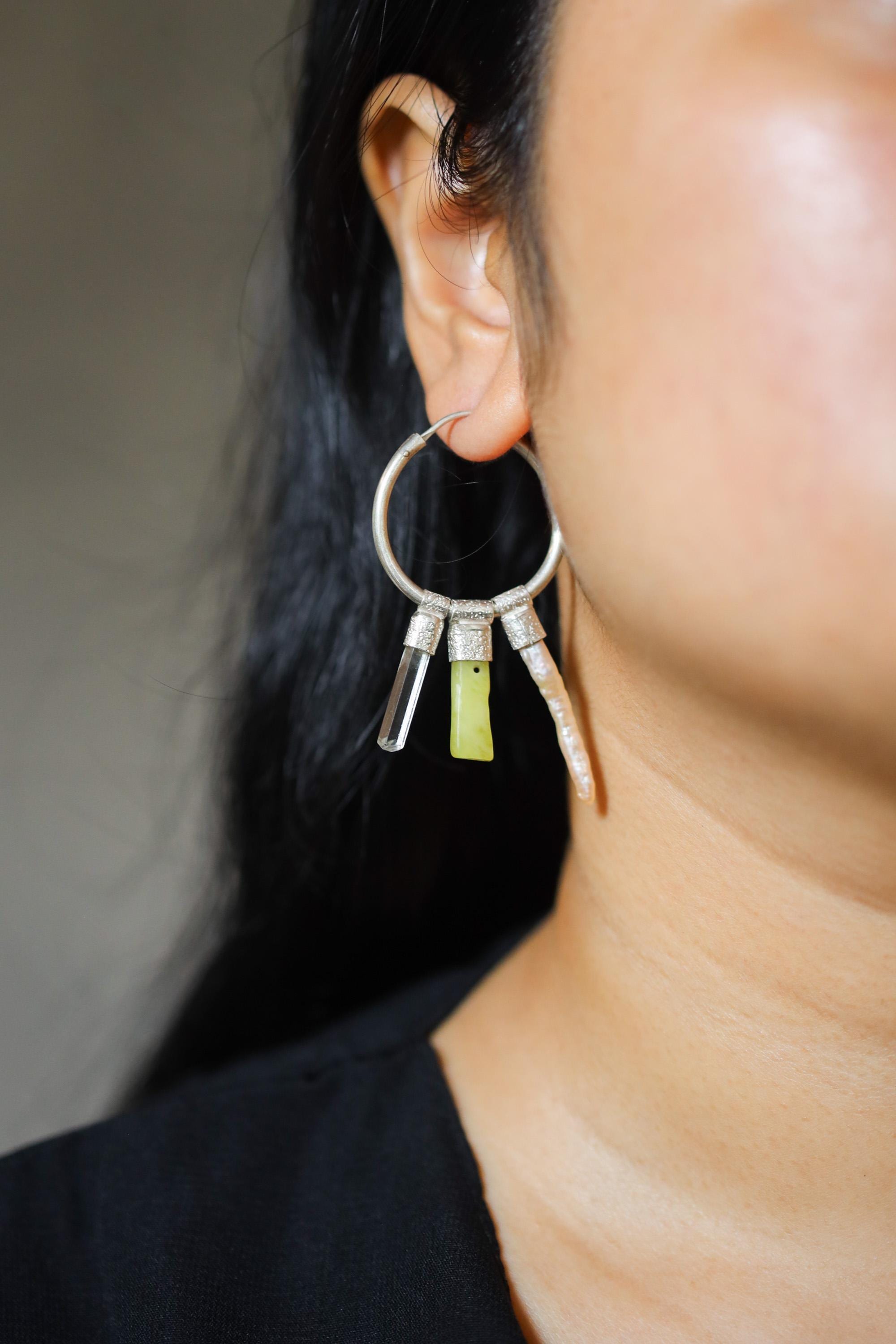 Jade Pearl Aquamarine Sterling Silver Earrings: Heart Chakra Jewelry