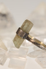 Raw Aquamarine Torrington Crystal Ring, Handmade Australian Gemstone Jewelry, Oxidized Textured 925 Silver Band, Minimalist Boho Ring