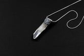 Lemurian Quartz Point Pendant: Oxidized Sterling Silver, Crown Chakra Necklace