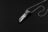 Lemurian Quartz Point Pendant: Oxidized Sterling Silver, Crown Chakra Necklace