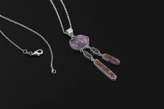Raw Ruby Kyanite Quartz Pendant, 925 Sterling Silver Dreamcatcher Talisman