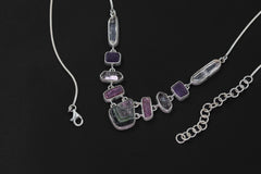 Raw Tourmaline Ruby Quartz Necklace, 925 Sterling Silver, Chakra Healing Pendant