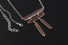 Red Gem Kyanite Sticks With Mica 925 Silver, Boho Raw Crystal Jewelry, Organic Textured Finish, Powerful Stone Pendant, Unique Gift