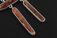Red Gem Kyanite Sticks With Mica 925 Silver, Boho Raw Crystal Jewelry, Organic Textured Finish, Powerful Stone Pendant, Unique Gift