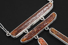 Red Gem Kyanite Sticks With Mica 925 Silver, Boho Raw Crystal Jewelry, Organic Textured Finish, Powerful Stone Pendant, Unique Gift