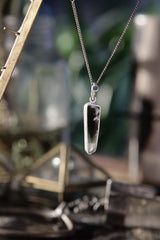Himalayan Quartz Opal Pendant 925 Sterling Silver High Shine Sand Texture Crown Chakra Crystal Necklace Gift
