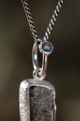 Sterling Silver Himalayan Quartz Pendant: Opal Accent, Sand Texture