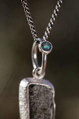 Sterling Silver Himalayan Quartz Pendant: Opal Accent, Sand Texture