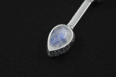 Garnet, Tektite, Amethyst, Blue Moonstone Pendant, 925 Silver, High Polish, Organic Textured Finish, Chakra Jewelry, Unique Gift for Her