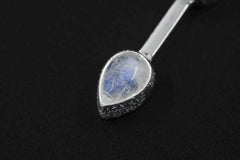 Garnet, Tektite, Amethyst, Blue Moonstone Pendant, 925 Silver, High Polish, Organic Textured Finish, Chakra Jewelry, Unique Gift for Her