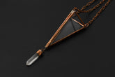 Copper Triangle Quartz Crystal Ornament: Boho Sacred Space Decor
