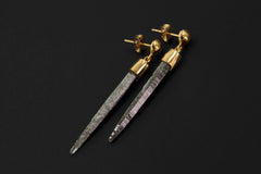 Chlorite Quartz Icicle Earrings, Himalayan Crystal Dangles, Gold Plated 925 Silver Studs, Raw Green Spikes, Protection Stone Jewelry