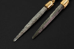 Chlorite Quartz Icicle Earrings, Himalayan Crystal Dangles, Gold Plated 925 Silver Studs, Raw Green Spikes, Protection Stone Jewelry