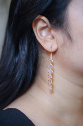 Amethyst Dangle Earrings, Raw Purple Gemstone, 18K Gold Plated 925 Silver, Long Statement Earrings, Healing Crystal Jewelry Gift