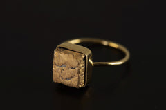 Raw Pyrite Cube Ring, 18k Gold Plated Sterling Silver, Handmade