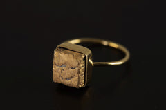Australian Pyrite Ring 18k Gold Plated Silver Raw Cube Crystal Minimalist Stacking Ring Protection Gift