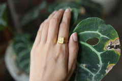 Raw Pyrite Cube Ring, 18k Gold Plated Sterling Silver, Handmade