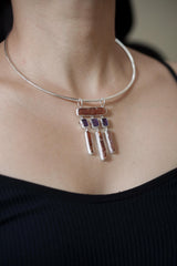 Amethyst Red Kyanite Pendant 925 Sterling Silver Two Bail Necklace Oracle of Embers Crystal Jewelry Gift