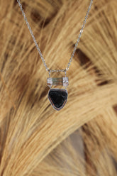 Aquamarine Watermelon Tourmaline Pendant, 925 Silver, Raw Crystal Jewelry, Shield Pendant, Double Bail, High Shine, Boho Gemstone Gift