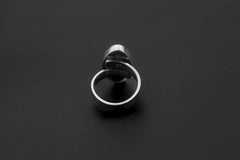 Larimar Eye-Shaped Adjustable Ring, Sterling Silver, Caribbean Gemstone Jewelry, Textured, Unisex Size 5–10, Throat Chakra Healing