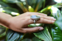 Boulder Opal Sterling Silver Ring: Adjustable Sand-Textured Statement Jewelry