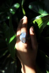 Natural Boulder Opal Ring 925 Sterling Silver Adjustable Sand Textured Band October Birthstone Heart Crown Chakra Gift