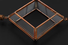Copper Quartz Hanging Decoration – Geometric Glass Ornament, Raw Crystal Point, Sacred Room Decor