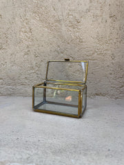 Handcrafted Gold-Toned Brass & Glass Gem Display Box