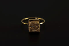 Australian Pyrite Ring 18k Gold Plated Silver Raw Cube Crystal Minimalist Stacking Ring Protection Gift US size 7.5
