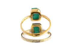 Raw Australian Emerald Ring, Gold Plated Sterling Silver, Hammered Band, US Size 5