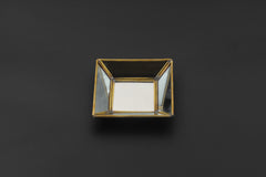 Brass Mirror Geometric Tray Handmade Reflective Pyramid Jewelry Display Tray Candle Holder Keepsake Decor Gift