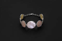 Mother of Pearl Adjustable Bracelet Sterling Silver 925, Gemstone Jewelry, Ocean Energy, Heart Chakra Healing Gift for Her