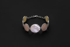 Mother of Pearl Sterling Silver Bracelet, Adjustable Gemstone Jewelry