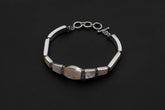 Mother of Pearl Bracelet 925 Silver Graduated Geometric Shell Panels White Iridescent Water Energy Jewelry Gift