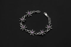 Amethyst Bracelet 925 Sterling Silver, Adjustable, Unique Handmade Design, Chakra Healing Crystal Jewelry Gift