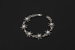 Freshwater Pearl Bracelet 925 Sterling Silver Starburst Design, Handmade Adjustable Chain Jewelry, Healing Crystal Gift for Her
