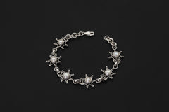 Freshwater Pearl Bracelet, Sterling Silver Starburst, Adjustable Handmade Jewelry