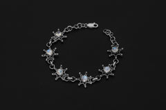 AAA Grade Blue Moonstone Bracelet 925 Sterling Silver, Adjustable Unique Handmade, Crown and Third Eye Chakra Healing Gift