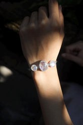 AAA Blue Moonstone Bracelet: 925 Sterling Silver Snake Chain, Adjustable