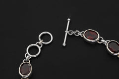 Faceted Garnet High Grade Bracelet Handmade Multi Gemstone Jewelry, Sterling Silver 925, Pisces, Root Chakra Healing Balance Gift