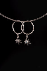 Opal Leaf 925 Sterling Silver Hoop Earrings: Convertible Pendant