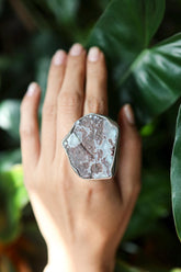 Larimar Ring Sterling Silver Size 7,Raw Caribbean Blue Stone Jewelry, Hammered Textured Band, Healing Throat Chakra Pisces Gift