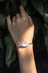 High Grade Blue Moonstone Sterling Silver Bracelet, 925 Byzantine Chain, Adjustable, Healing Crystal Jewelry, Gift for Her