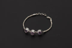 Handcrafted Amethyst Bracelet: Sterling Silver Byzantine Chain Jewelry