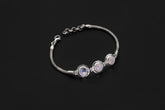 Blue Moonstone Bracelet 925 Sterling Silver Snake Chain Triple Cabochon Adjustable 18-21cm Cancer Chakra Gift