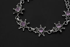 Amethyst Bracelet 925 Sterling Silver, Adjustable, Unique Handmade Design, Chakra Healing Crystal Jewelry Gift