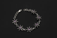 Amethyst Bracelet 925 Sterling Silver, Adjustable, Unique Handmade Design, Chakra Healing Crystal Jewelry Gift