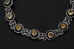Faceted Citrine Gemstone Bracelet, Sterling Silver, Chakra Healing